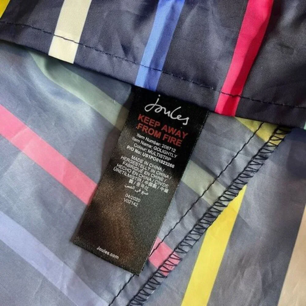 3/$80 🌈— Joules Navy Multi-Stripe Hooded Raincoat - Picture 10 of 14